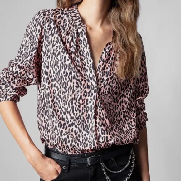 Zadig & Voltaire Tink Squeleton Leopard
Logo Silk Shirt Blouse - Picture 1 of 14